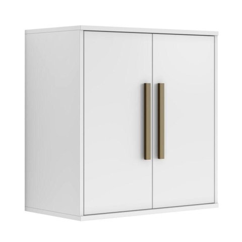 Armário Aéreo Lorena 60cm 2 Portas MDF MDP Porta de Bater Branco