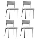Ver imagem 1 de Kit 4 Cadeiras Sala de Jantar Tecido Linho Design Aço Carbono Lavinia Cinza/Preto