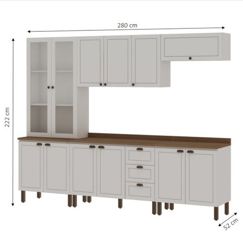 Cozinha Completa 5PÇS 12PTS 3GAV Americana Bco/Ebano c/Tampo