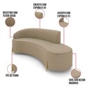 Ver imagem 3 de Sofá 4 Lugares Orgânico 220cm Pé Dourado Morgan Suede D03 - D’Rossi