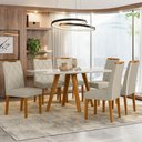 Ver imagem 2 de Conjunto Sala de Jantar Mesa Mariah 160x90 6 Cadeiras Sarah 2024 Ype/off White/veludo Nude