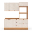 Ver imagem 2 de Cozinha Pérola com Rodapé e Tampo 190 cm 3 Peças Yescasa Off White/Freijó