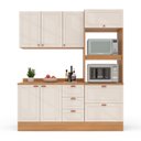 Ver imagem 5 de Cozinha Pérola com Rodapé e Tampo 190 cm 3 Peças Yescasa Off White/Freijó