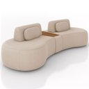 Ver imagem 1 de Sofá 4 Lugares Orgânico para Sala Living com Puff 302cm Vasti M03 Veludo Bege - Lyam Decor