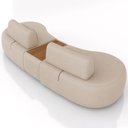 Ver imagem 7 de Sofá 4 Lugares Orgânico para Sala Living com Puff 302cm Vasti M03 Veludo Bege - Lyam Decor
