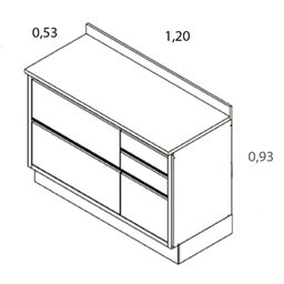 Balcão Lisboa 120cm 1 Porta 4 Gavetas para Cozinha Itatiaia Cor Off White - 2