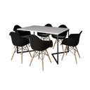 Ver imagem 6 de Mesa Jantar Industrial Branca Retangular 137x90cm Base V Ferro Preto com 6 Poltronas Pr Marrom
