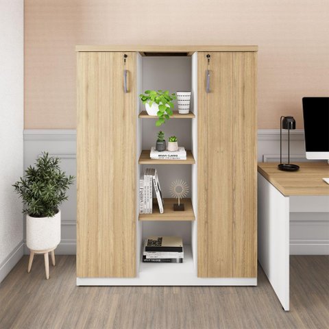 Armário Alto Escritório 120cm 2 Portas 9 Prateleiras F5