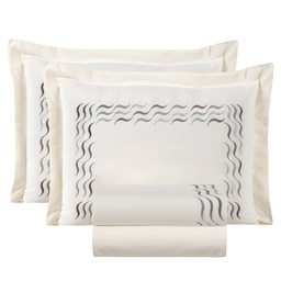Conjunto Cama Casal King Size Safira Bordado 100% Algodao Luxo Viena:palha - 1
