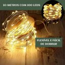 Ver imagem 6 de Fio de Fada 100 LED Branco Quente 10m Cordão Pisca Lâmpada Festa Decoração Árvore Natal Luvinco