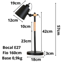 Ver imagem 6 de Luminária de Mesa 57cm Retrô Escandinava Articulada Metal Madeira Gimpo Kjtd-687 + 1 Lâmpada 12w Led