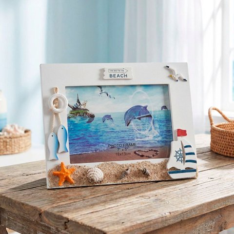 Porta Retrato Náutico Marítimo Decoração Casa de Praia 7x5 Barco