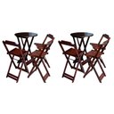Ver imagem 1 de Kit 2 Conjuntos de Mesa Bistrô Dobravel em Madeira Maciça com 3 Banquetas Altas - Imbuia