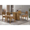 Ver imagem 1 de Conjunto: Mesa de Cozinha Berlim C/ Tampo Madeirado Canto Curvo 120x80cm e 4 Cadeiras Havana