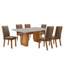 Ver imagem 2 de Mesa de Jantar Carolina 180cm Tampo MDF e Vidro Canto Copo com 6 Cadeiras Lira