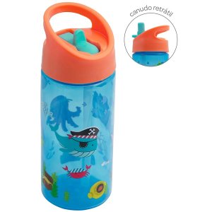 Garrafinha Infantil Canudo Retratil Agua Suco Leite Buba - PIRATA