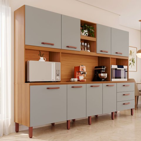Armário de Cozinha Versa Móveis Home 100% MDF com 08 Portas