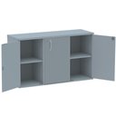 Ver imagem 2 de Armário Baixo Credenza PE25 Pandin 121,50 cm (largura) em MDP Cor Liso Cinza com Três Portas