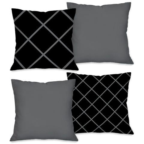 Kit com 4 Capas para Almofadas Decorativas Geométrico Cinza