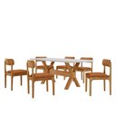 Ver imagem 2 de Sala de Jantar Mesa Startampo Laqueado e 6 Cadeiras Moderna Star Caramelo/Laq Off/Cinam. Imbuia
