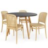Conjunto Mesa de Jantar Redonda Laura 120cm Preta com 4 Cadeiras Roma - Nude - 1