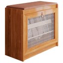 Ver imagem 1 de Sapateira Entrada com Banco Estofado Nature Marrom Porta Ratan Madeira Maciça