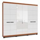 Ver imagem 2 de Roupeiro Lisboa 6 Portas com Espelho 4 Gavetas 242x214cm Freijó/Branco 240855