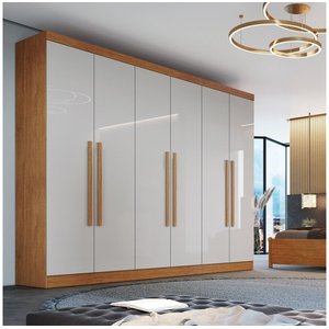 Guarda Roupa Casal 6 Portas 6 Gavetas Genova - Bianchi Móveis - NATURE/OFF WHITE