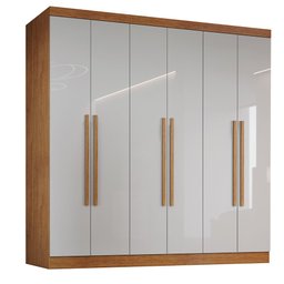 Guarda Roupa Casal 6 Portas 6 Gavetas Genova - Bianchi Móveis - NATURE/OFF WHITE - 2