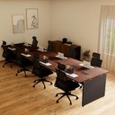 Ver imagem 6 de Mesa Estação de Trabalho 4,80 m X 1,20 m 8 Lugares Pés Painel F5 Office Cor:Louro Preto com Preto