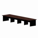 Ver imagem 2 de Mesa Estação de Trabalho 4,80 m X 1,20 m 8 Lugares Pés Painel F5 Office Cor:Louro Preto com Preto