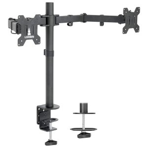 Suporte Duplo para 2 Monitores TV Aço Mesa Furação VESA com Ajuste de Articulação e Altura