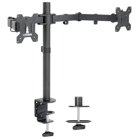 Suporte Duplo para 2 Monitores TV Aço Mesa Furação VESA com Ajuste de Articulação e Altura