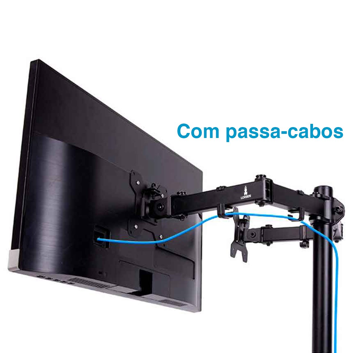 Suporte Duplo para 2 Monitores TV Aço Mesa Furação VESA com Ajuste de Articulação e Altura - 7