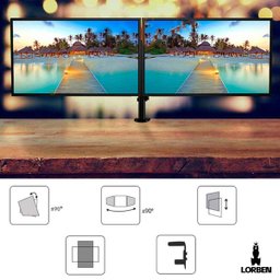 Suporte Duplo para 2 Monitores TV Aço Mesa Furação VESA com Ajuste de Articulação e Altura - 5