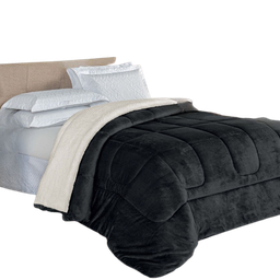 Coberdrom Manta E Sherpa Edredom Felpudo Queen Grosso:PRETO - 2