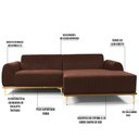 Ver imagem 5 de Sofá 265cm 4 Lugares Chaise Direito Pés Gold B-276 Terra