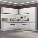 Ver imagem 2 de Armário de Cozinha Completa de Canto com Rodapé Veneza Multimóveis MP2102.964 Branco/Preto