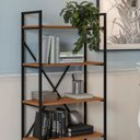 Ver mais imagens de Estante de Livros Estilo Industrial Metal e Madeira Organizador 150x72cm Canela/preto Fosco