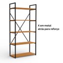 Ver imagem 5 de Estante de Livros Estilo Industrial Metal e Madeira Organizador 150x72cm Canela/preto Fosco
