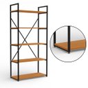 Ver imagem 6 de Estante de Livros Estilo Industrial Metal e Madeira Organizador 150x72cm Canela/preto Fosco