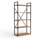 Ver imagem 7 de Estante de Livros Estilo Industrial Metal e Madeira Organizador 150x72cm Canela/preto Fosco