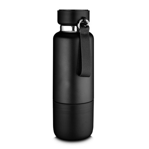 Garrafa Inox Porta Comprimidos Parede Dupla 500ml Copo Preta