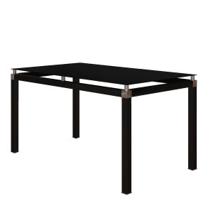 Mesa Malva 140x80 cm Preta Com Tampo De Vidro Temperado Preto Artefamol 9564/11304 - PRETO FOSCO/VID