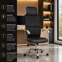 Ver imagem 2 de Cadeira Escritório Presidente Ergonômica Executiva Estofada Giratória Apoio Lombar Mesh - 140kg
