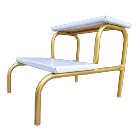 Escada Clínica de 2 Degraus Estrutura Dourada com Piso em Mdf Branco Medcombo Escadinha 2 Degraus do