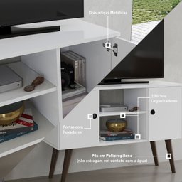 Rack para Tv até 50 Polegadas Viena com Nichos e Portas:branco - 5