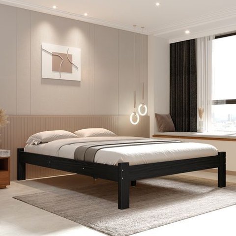 Cama Turca Queen de Madeira Maciça Reforçada Cor Preto