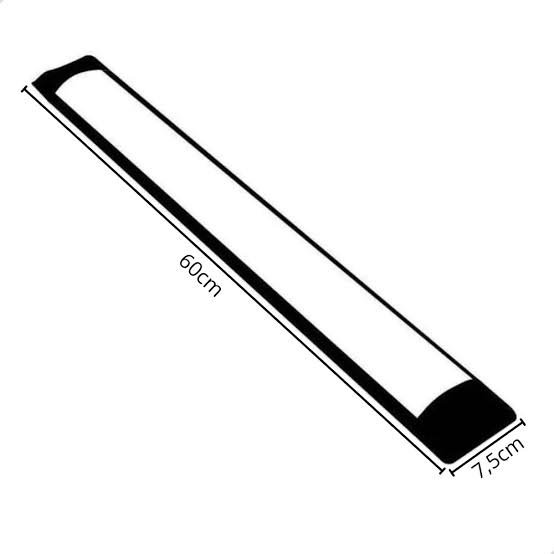 Luminária Linear 60cm Led 18w Sobrepor Slim Retangular Preto 6500k Bivolt - 6