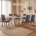 Ver imagem 7 de Mesa de Jantar Milena 180cm Tampo MDF e Vidro Canto Copo com 6 Cadeiras Lira